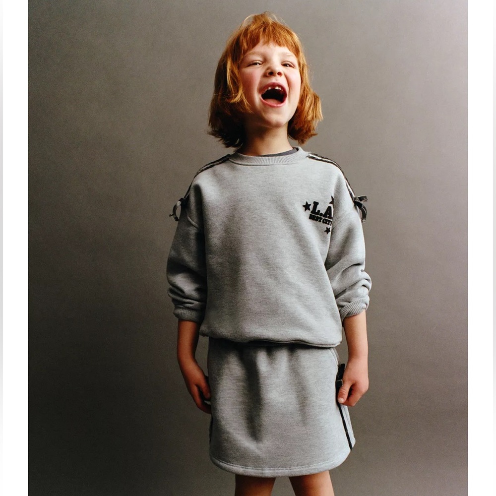 ZARA TEXT PRINT FLOCKED MATCHING SET
